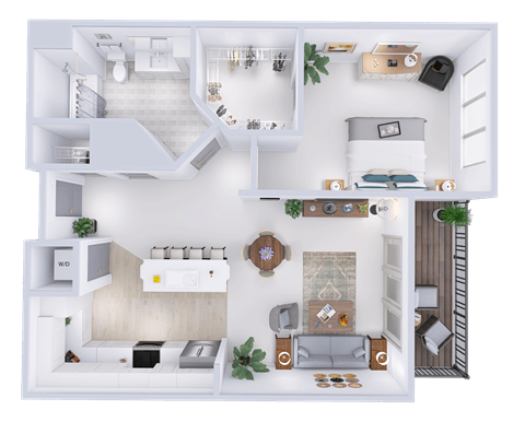 a floor plan of a house with a bedroom and a living room